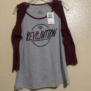 Women’s Cold shoulder Graphic Tee L ”REVOLUTION “